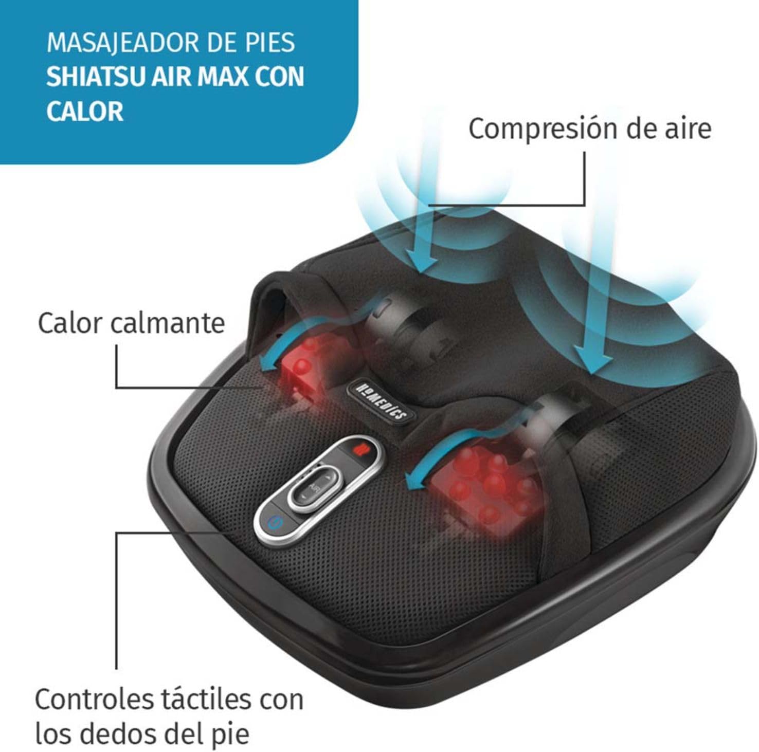 Homedics Shiatsu Air Max Foot Massager, Air Compression Massage, Deep-Kneading Rolling Massage, Soothing Heat, Pain Relief and Muscle Recovery, Relaxes Feet, Spa Therapy for Home or Office