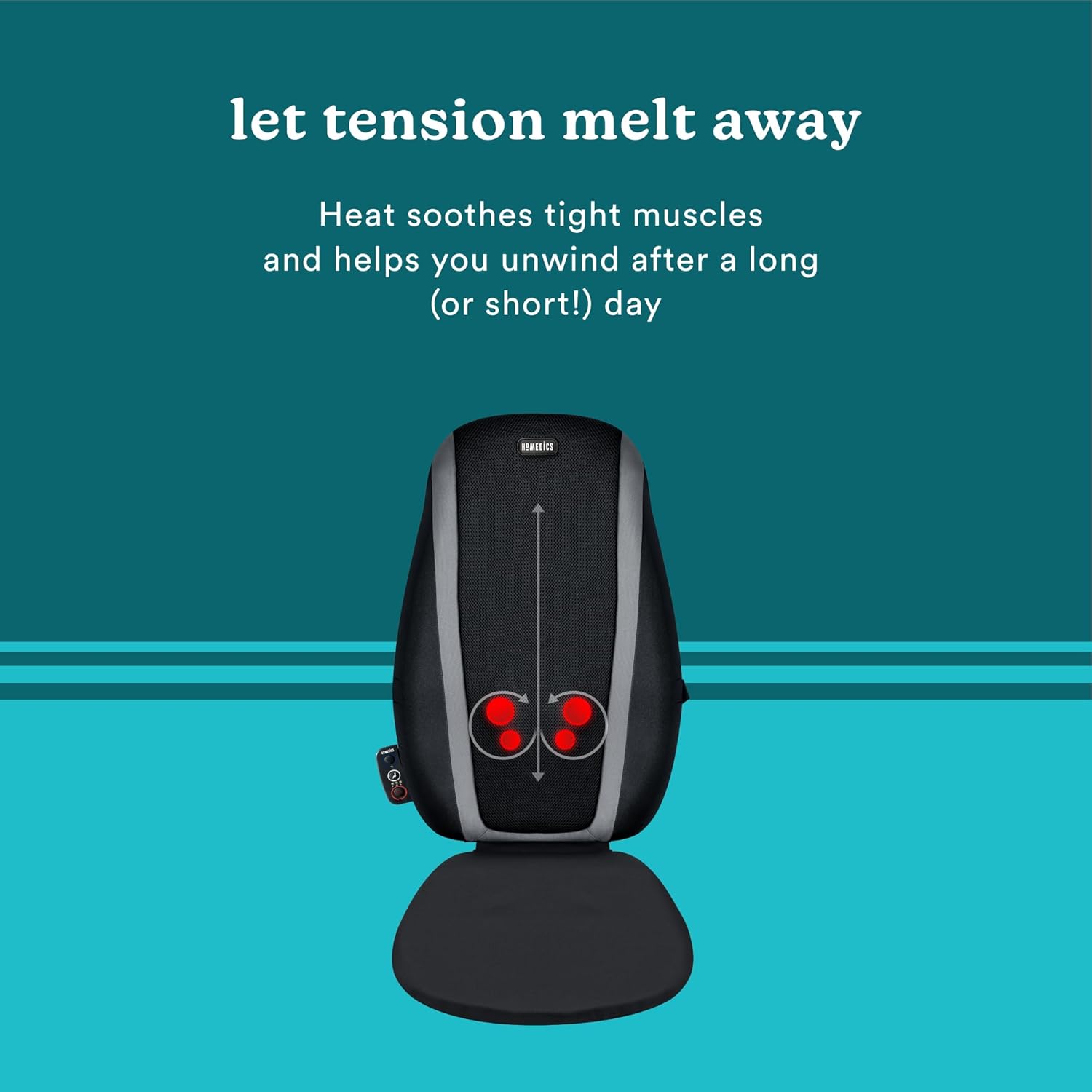 Homedics Portable Heating and Vibrating Back Massage Cushion with Adjustable Intensity and Integrated Straps