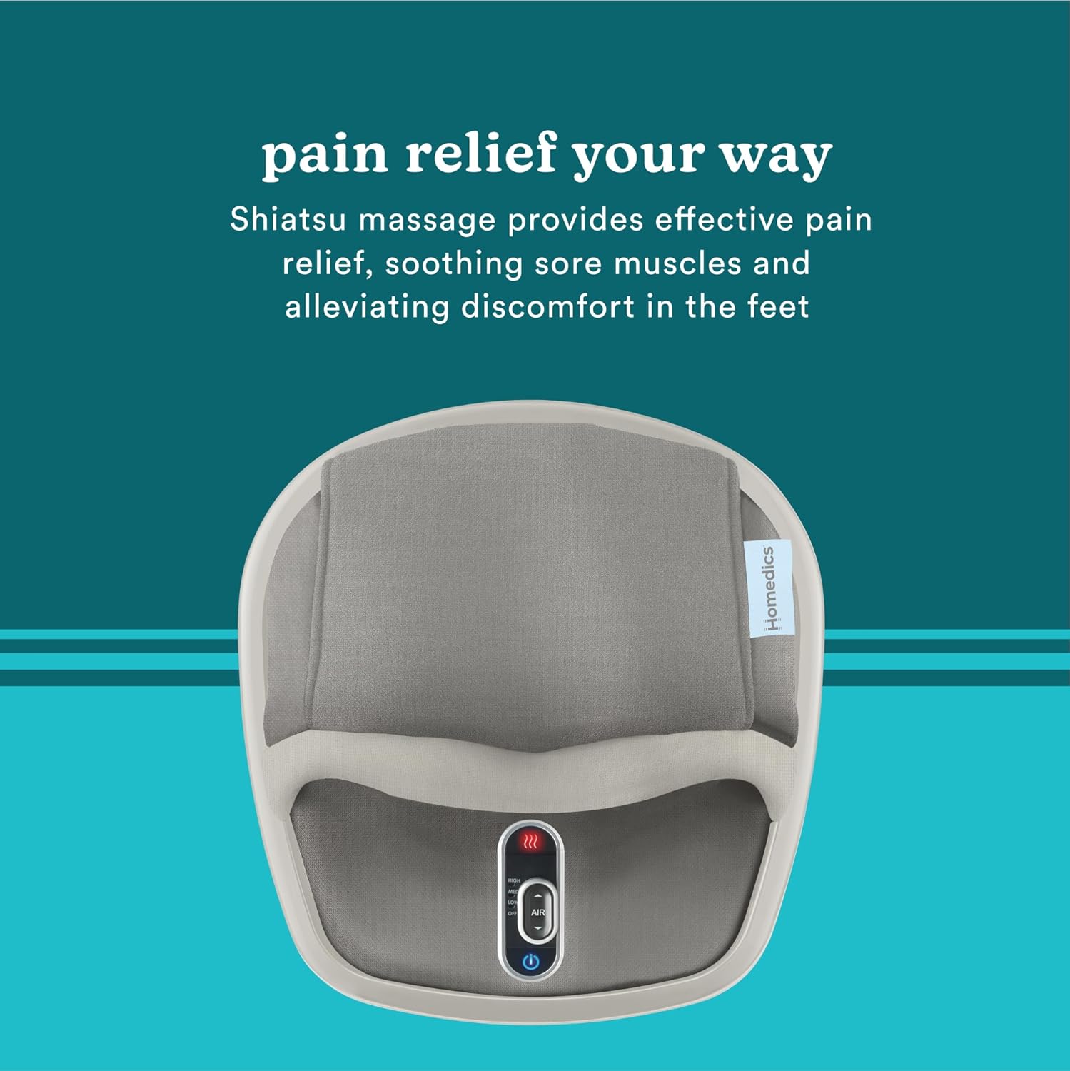 Homedics Shiatsu Air Max Foot Massager, Air Compression Massage, Deep-Kneading Rolling Massage, Soothing Heat, Pain Relief and Muscle Recovery, Relaxes Feet, Spa Therapy for Home or Office