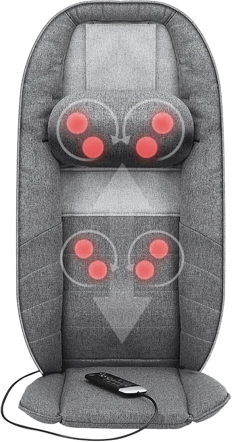 Homedics Total Recline Massage Cushion, Ultimate Versatility, Sit Up, Lean Back, Lie Down, Soothing Heat, Pain Relief, Deep Kneading Shiatsu Massage, Height Detection, Lumbar Stretch, Seat Vibration