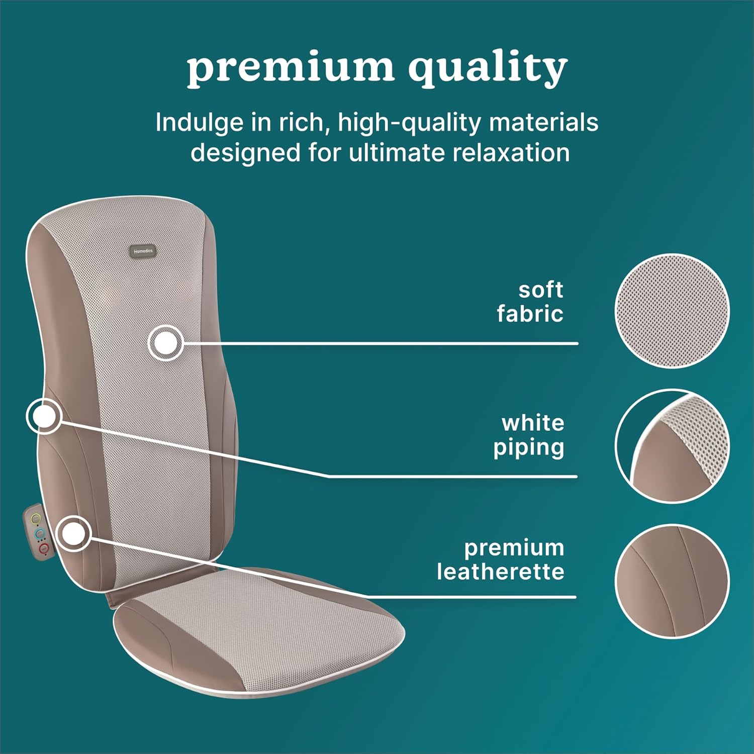 Homedics Shiatsu Massage Cushion with Heat for Full, Upper, and Lower Back, Deep Kneading Massager, Fits Most Chairs for Home or Office Use, Custom Comfort with 3 Zones for Targeted Control