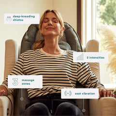 Homedics Total Recline Massage Cushion, Ultimate Versatility, Sit Up, Lean Back, Lie Down, Soothing Heat, Pain Relief, Deep Kneading Shiatsu Massage, Height Detection, Lumbar Stretch, Seat Vibration